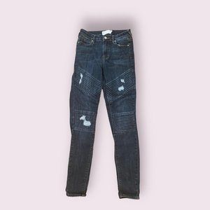 Kendall & Kylie | Women’s | Dark Wash Distressed Moto Style Jeans | Size: 24
